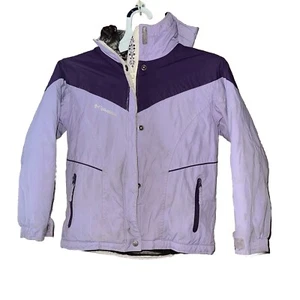 Columbia Youth Girls 6/6X Purple Winter Jacket Coat Hooded Flowers - Picture 1 of 7