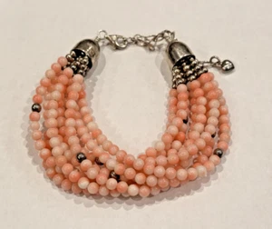 JAY KING DTR ANGEL SKIN CORAL PINK BEAD 925 STERLING SILVER 7.5-10.5" BRACELET - Picture 1 of 10