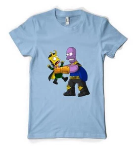 Marvellous Avenger Bart Homer Thanos Loki Mashup Personalised Adult T Shirt - Picture 1 of 20