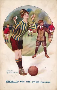 FRED SPURGIN FOOTBALL - MAKING UP FOR OTHER PLAYERS - FOOTER SERIES POSTCARD - Picture 1 of 2