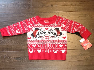 NWT Disney Mickey Minnie Mouse Ugly Christmas Sweater Baby Sz NB 3 6 12 Months - Image 1 of 4