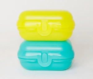 TUPPERWARE Twin 2x Gr. 1 Gelb + Türkis Brotdose Snackbox Lunchbox - Bild 1 von 1