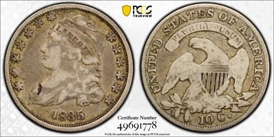 1835 Capped Bust Dime, PCGS Fine Details, Damage, TrueView, Free Shipping, C7371 - Image 1 of 2