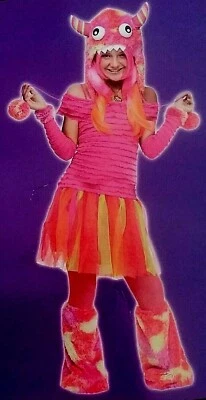 Teen 4 Piece Wild Child Costume Size Junior 0-9 Halloween Plush Pink Orange  - Image 1 of 4