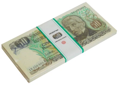 ARGENTINA 50 PESOS 1983 P 314 UNC BUNDLE OF (100 NOTES) 100 PCS - Image 1 of 2