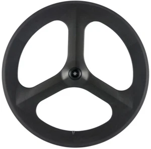 Tri Spoke Front Carbon Bike Wheel 70mm Track/Road Bike Clincher Front Wheel 700C - Picture 1 of 7