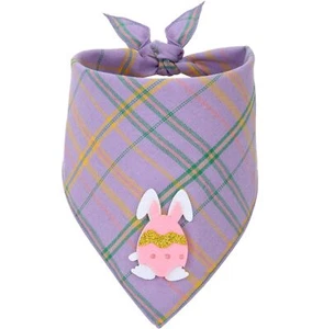Easter Dog Bandana Plaid Dog Bandana with Bunny Appliques for Small Medium Do... - Picture 1 of 5