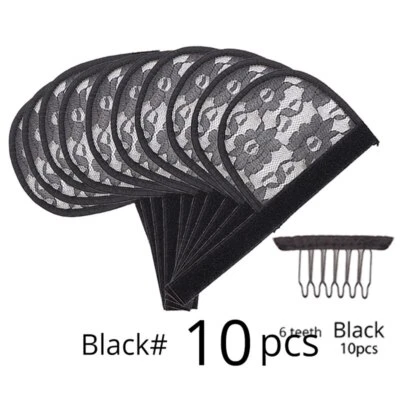 10Pcs Ponytail Hairnets and 10Pcs Black 6 teeth Wig Comb Invisible Hair Net - Image 1 of 4