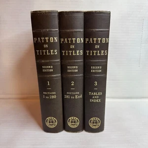 VTG LAW BOOKS Patton on Titles Second Edition Rufford G Carrol G Volume 1 2 & 3 - Picture 1 of 19