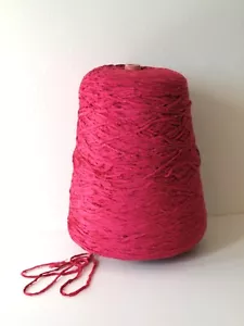 CHENILLE YARN 100% RAYON RASPBERRY SUPER SOFT BRIGHT PINK RED WEAVING 1000 YPP - Picture 1 of 2