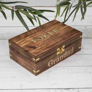 Set da viaggio scatola da poker classico legno e ottone personalizzato regalo da uomo - Foto 1 di 2