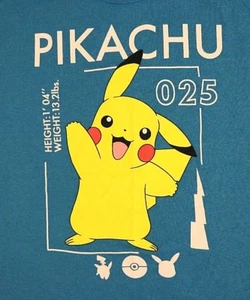 Youth Pokemon Pikachu #25 T-shirt L Large Blue Nintendo Cartoon Video Game - Picture 1 of 3
