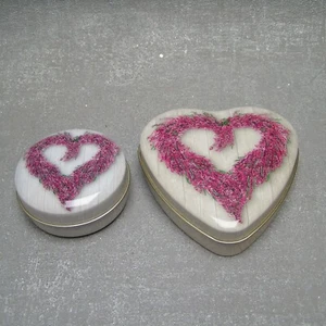 IHR Herz Dose 2er-Set Dosen mit Erika Heide Metall Herbst rosa creme - Bild 1 von 1