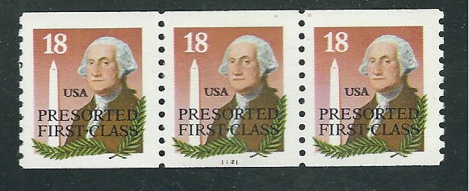 Scott # 2149a...18 Cent ....Washington.... Precancel...Pl # Strip of 3 - Image 1 of 1