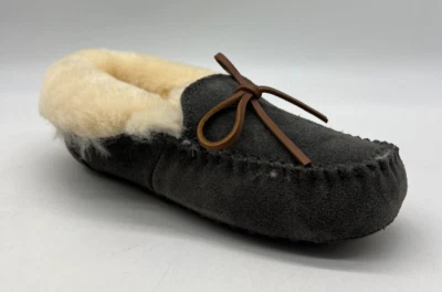 Fireside by Dearfoams Gray Suede Moc Bootie Slippers Women's Size 6 - Image 1 of 4