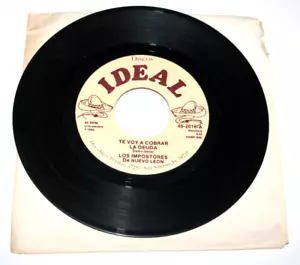 Los Impostores De Nuevo Leon Discos Ideal Records SA Texas 45 Record Jukebox - Imagen 1 de 4