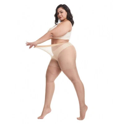 Pantimedias brillantes talla grande sin costuras para mujer medias transparentes 20D niña grande Foto 1 de 4