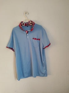 Zitysport Poloshirt Herren XL,Hellblau mit Rot kariertem Baumwoll Kragen,TOP - Bild 1 von 2