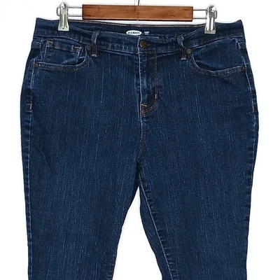 Vaqueros ajustados Old Navy curvilíneos para mujer talla 14 CORTOS elásticos azul lavado oscuro Foto 1 de 4