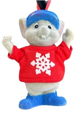Vintage Disney Rescuers Christmas Ornament Bernard Mouse Flocked Mice Happy Meal - Image 1 of 4