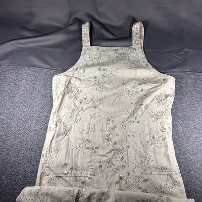 Vintage White Stag M Linen Blend Floral Peasant Cottage Dress Boho Earthy Beige - Image 1 of 4