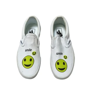 Vans Classic Smiley Face Slip On Sneakers Size 13.5 Youth - Picture 1 of 8