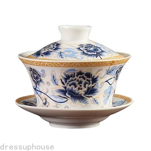 11.9cm Chinese Retro Ceramics Covered Bowl Household Tea Set Tea Bowl - Picture 1 of 4