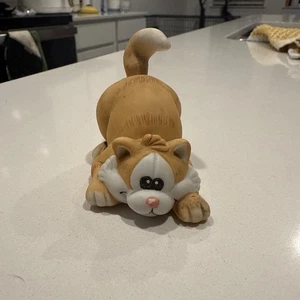 Estatuilla de gato atigrado naranja y marrón cara realmente linda hermosa GG hecha en Taiwán - Imagen 1 de 10