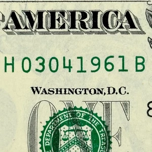 March 4th 1961 3rd April Dollar Bill Uncirculated Birthday Note $1 Fancy Serial - Picture 1 of 6