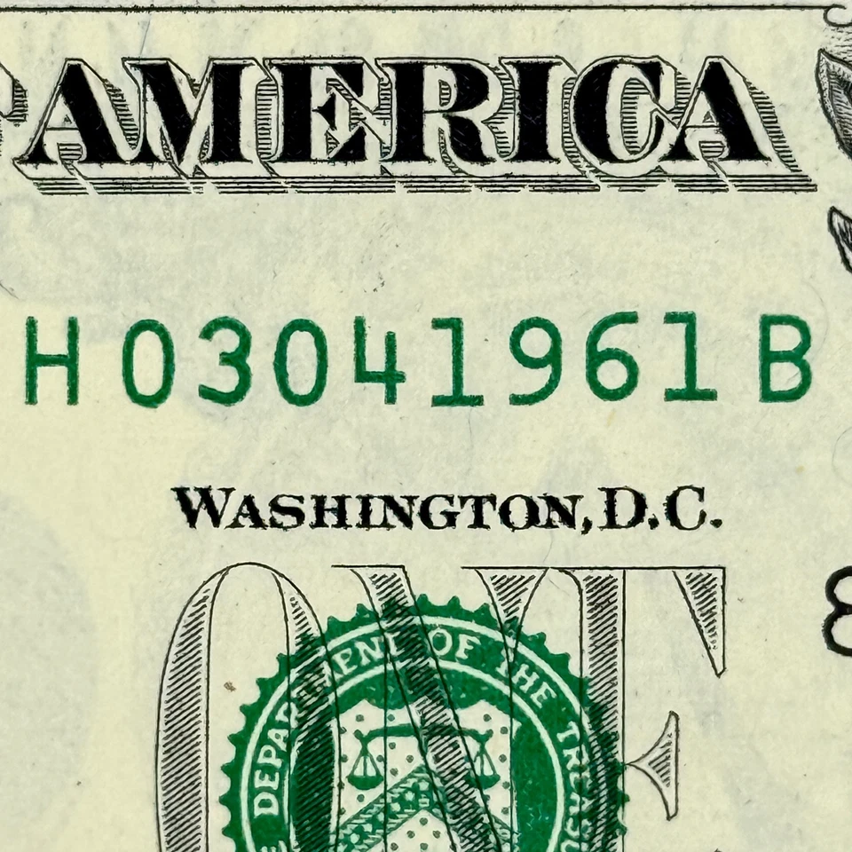 March 4th 1961 3rd April Dollar Bill Uncirculated Birthday Note $1 Fancy Serial - Image 1 of 4