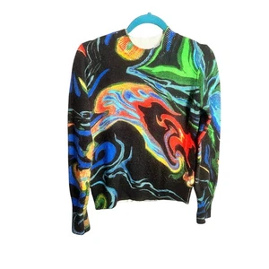 DESIGUAL Pullover Langarm Marmor Retro Gr. S launisch Grunge Winter Crew  - Bild 1 von 19