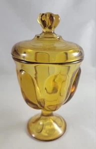 Wikinger Glas 6 Blütenblätter Bonboniere Glas Bernstein 8" mit Deckel - Bild 1 von 12
