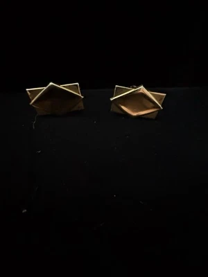 Gemelos rectangulares vintage años 60 tono dorado Foster Pat colgante EE. UU. Foto 1 de 4