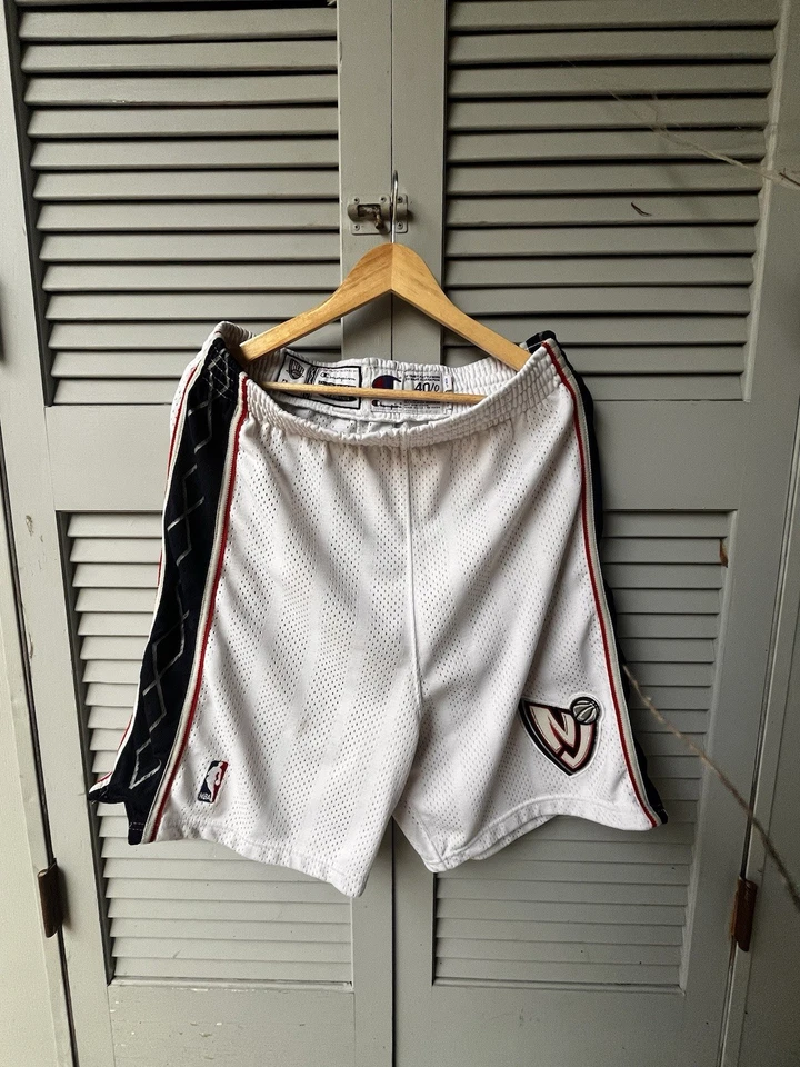 1997/1998 NJ Nets Sam Cassell Game Worn White Home Champion NBA Shorts (Size 40) - Image 1 of 4
