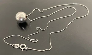 14K massives Weißgold 18 Zoll lang 1 mm Box Kette Halskette mit Kugelschieber 1,54 g - Bild 1 von 4