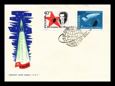 Juego de 2 estampillas Dr Jim Polonia Vostok vuelo espacial 2v primer día emisión cubierta Foto 1 de 2