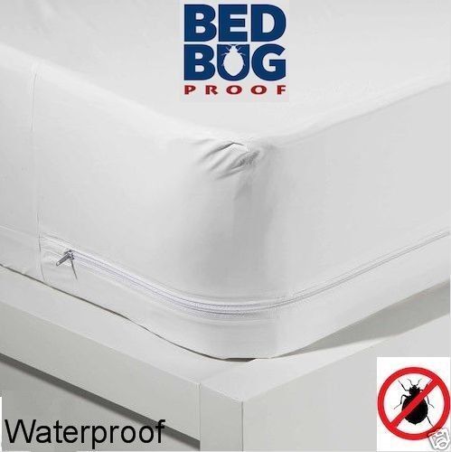 Queen Size Mattress Cover Fabric Waterproof Zipper Protects Against Bed Bugs 