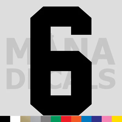 Calcomanía adhesiva troquelada de vinilo número seis 6 - Jersey deportivo atleta universitario Foto 1 de 2