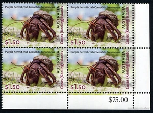 2024 Purple Hermit Crab Cocos Keeling Islands LRC Value Block MUH Stamp - Picture 1 of 1