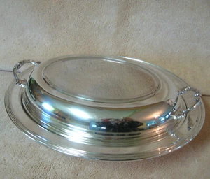 Sheffield Silver Plate Covered Casserole Server w/ Divided Glasbake Dish - Picture 1 of 7