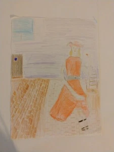 Drawing Of Women In Red Dress Made 2019 By Joseph Evaldi - Picture 1 of 6