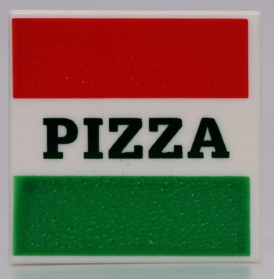 Lego White Tile Decorated 2 x 2 Pizza on Italian Flag - Image 1 of 1