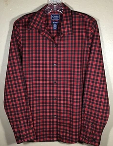 Chaps Classics Women's Shirt Sz M Button Up Red Black Plaid No Iron Blouse C2 - Picture 1 of 8