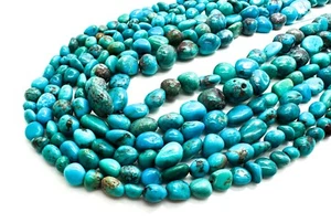 Natural Blue Arizona Kingman Turquoise Pebble Nugget Gemstone Beads PGS246 - Picture 1 of 3