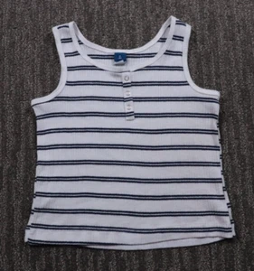 Old Navy Tank Girls M Sailor Stripe Wide Strap Faux Snaps Preppy Classic Trendy - Picture 1 of 6
