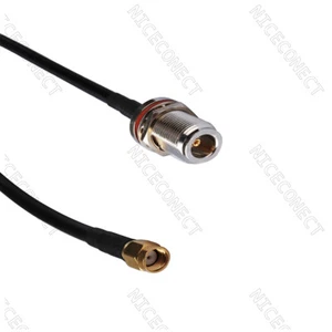 2 metros RP-SMA macho (pin hembra) a n hembra conector mamparo KSR195 cable cola de cerdo - Imagen 1 de 3