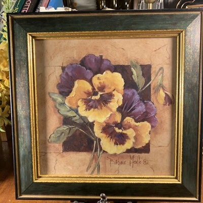 Barbera Mock Framed Print~Pansies Square~Rich Fall Tones~2003~11 1/2” Square - image 1 of 4
