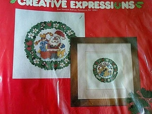 Creative Expressions Counted Cross Stitch Santa Reindeer Christmas Wreath New - Picture 1 of 4