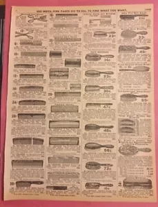 Hair Brushes Combs 1908 Sears Roebuck Vintage Advertisement Catalog Page - Picture 1 of 2