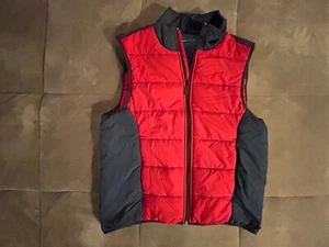 Perry Ellis Zip Up Puffer Vest With Pockets Men’s Size Medium Red And Navy - Picture 1 of 3